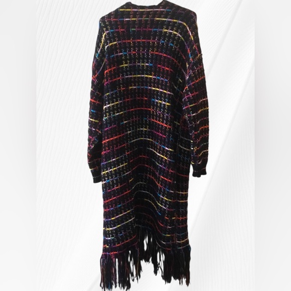Multicolor Fringe Knit Coat - Picture 2 of 10